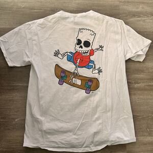 Bart Simpson Skeleton Skateboarding Men's Size Large White